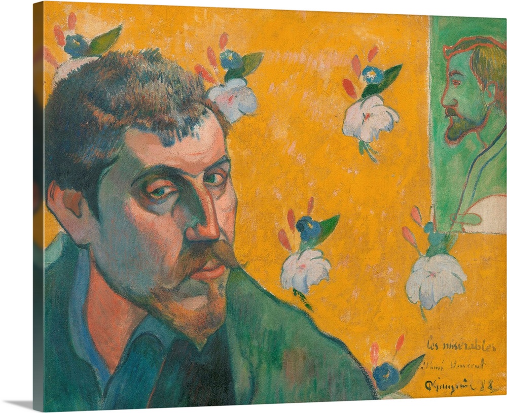 Paul Gauguin (French, 18481903), Self-Portrait with Portrait of Bernard, 'Les Miserables', 1888, oil on canvas, Van Gogh M...