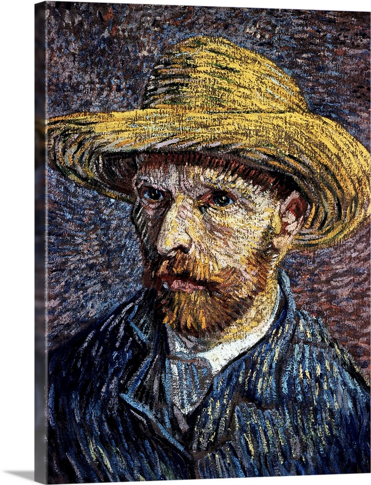 Self-Portrait With Straw Hat By Vincent Van Gogh