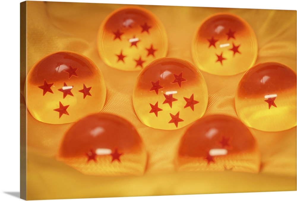 Set of seven orange crystal dragon ball with stars.