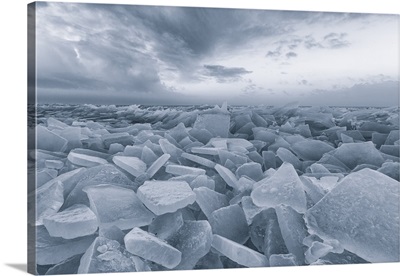 Shelf ice on the coast in winter