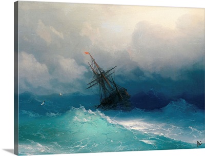 Ship On Stormy Seas By Ivan Konstantinovich Aivazovsky