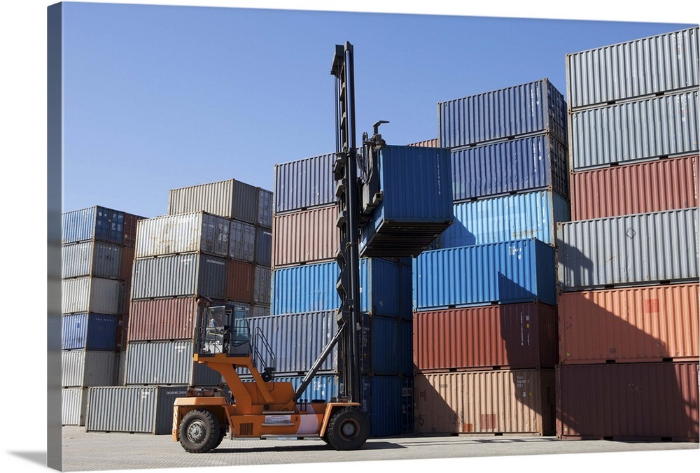 Shipping containers being stacked up Wall Art, Canvas Prints, Framed