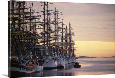 Ships with tall mast on display in Boston, Massachusetts