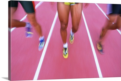 shot of athletes feet running