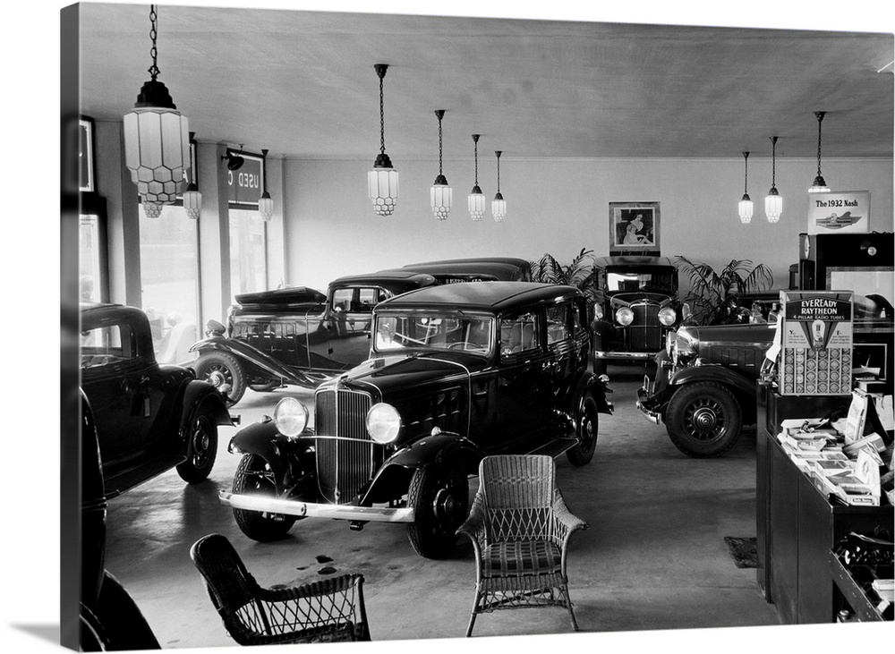 Automobile showroom showing Nash cars, Huntington, L.I., New York.
