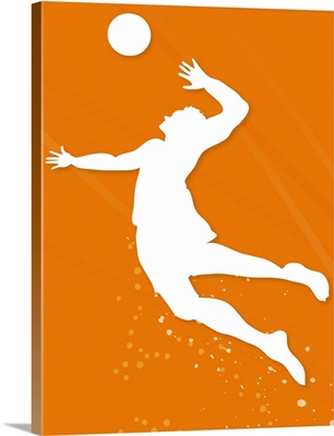 Silhouette of a man playing volleyball