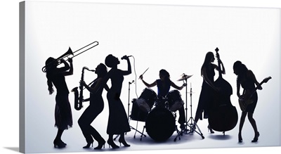 Silhouette of female musicians
