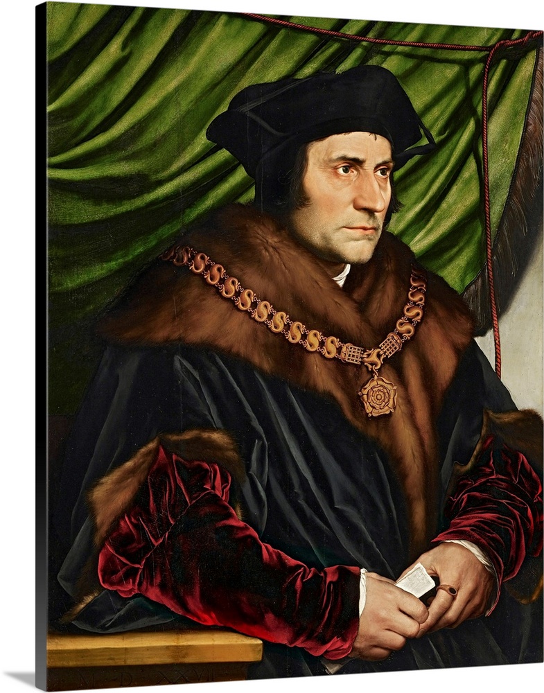 Hans Holbein the Younger, Sir Thomas More, 1527. Oil on oak panel, 29 1/2 in. x 23 3/4 in. (74.93 cm x 60.33 cm). Frick Co...