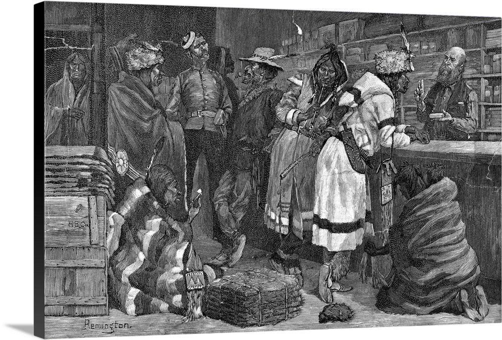 An illustration by Frederic Remington published in the November 24, 1888 edition of Harper's Weekly magazine.