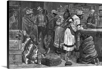Sketch in a Hudson Bay Company Trading Store by Frederick Remington, 1888