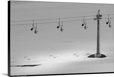 Ski lift on slopes of Pico Veleta, near Granada, Spain.