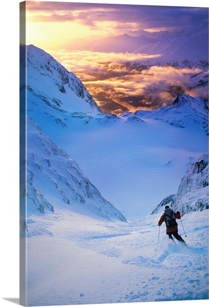 Skier in Snowy Mountains