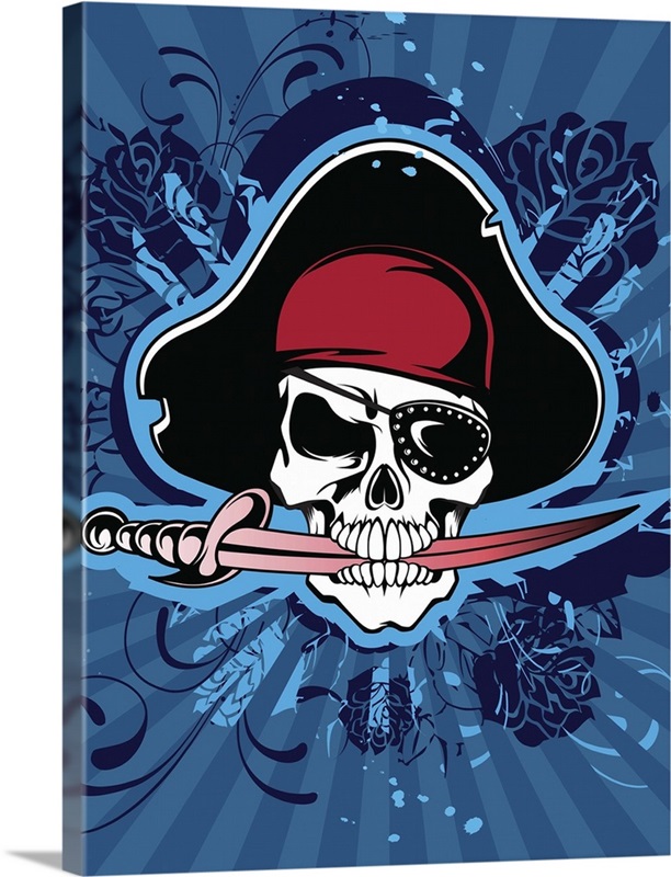 Skull with pirate's hat, eyepatch and sword | Great Big Canvas