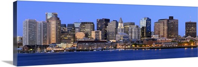 Skyline of downtown Boston at dusk
