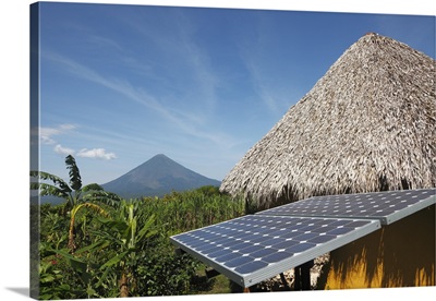 Solar Panel, Thatched Roof, and Concepcion Volcano