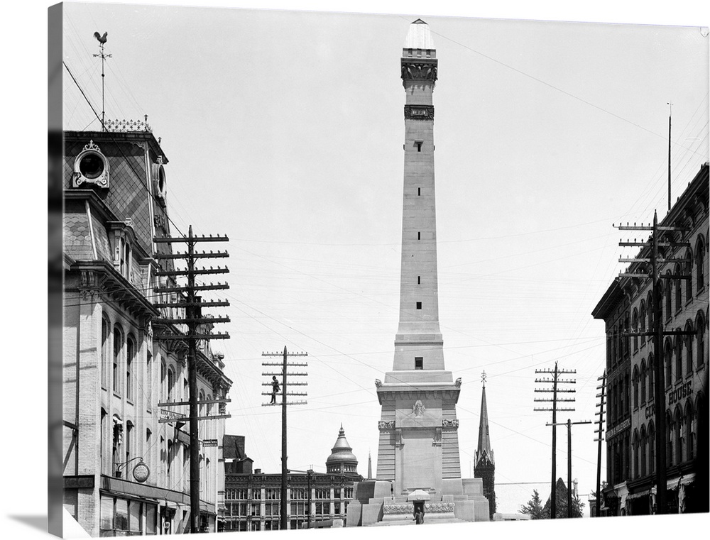 Soldiers and Sailors Monument During Construction in Indianapolis