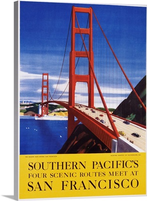 Southern Pacific's Four Scenic Routes Meet At San Francisco Travel Poster