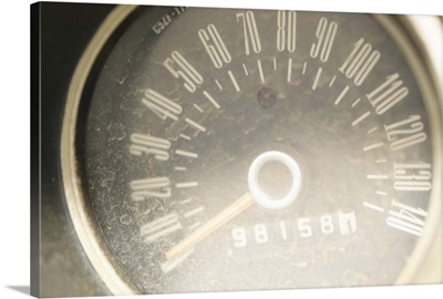 Speedometer on vintage car