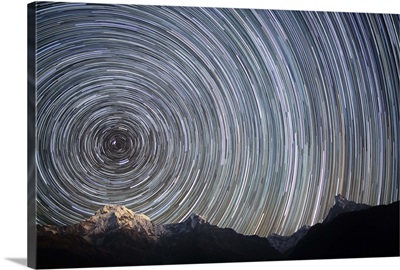 Spinning stars above Himalayas, Nepal, Annapurna.