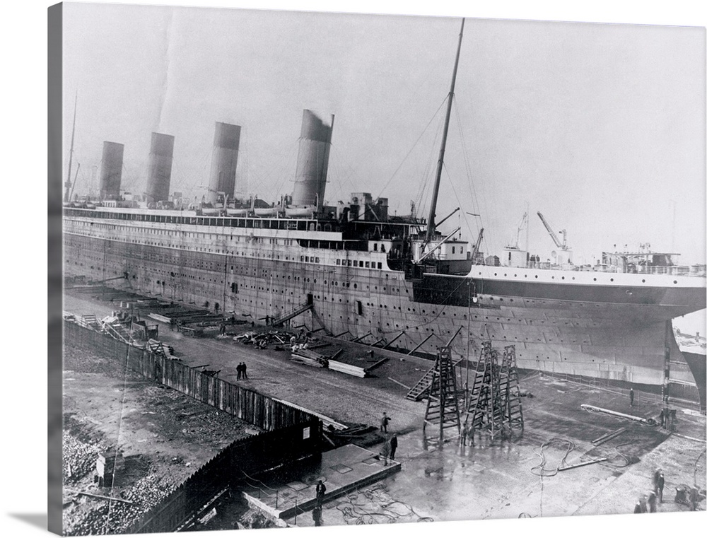 Belfast, North Ireland: S. S. Olympic, one of the sister-ships of the Titanic, under construction, ca. 1910.