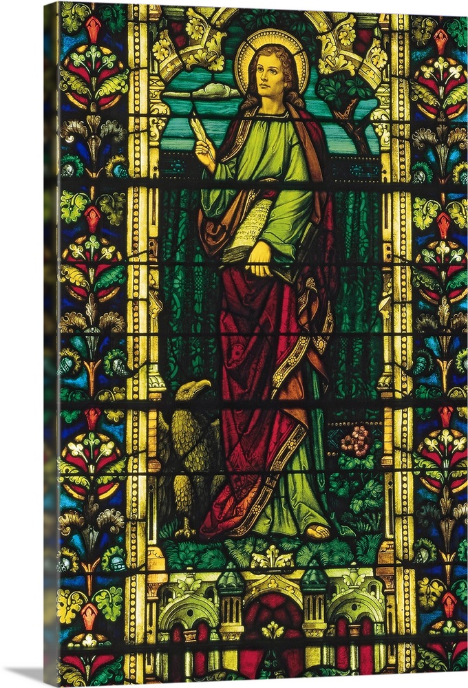 St. John depicted in stained glass window.