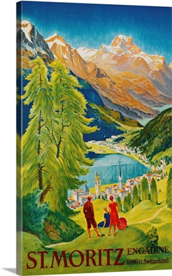 St. Moritz Poster By Carl Moos