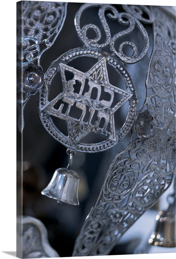 Star of david symbol on torah scroll