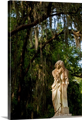 Statue And Trees At Entrance To Bonaventure Cemetery, Savannah, Georgia