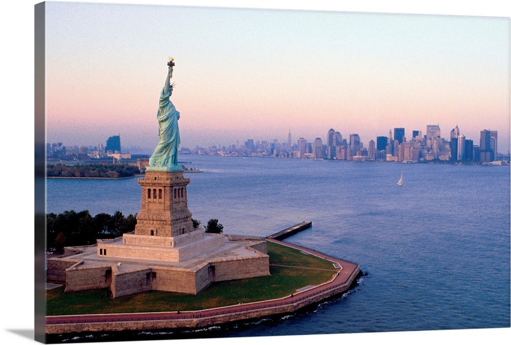 Statue of Liberty and skyline of New York City , USA