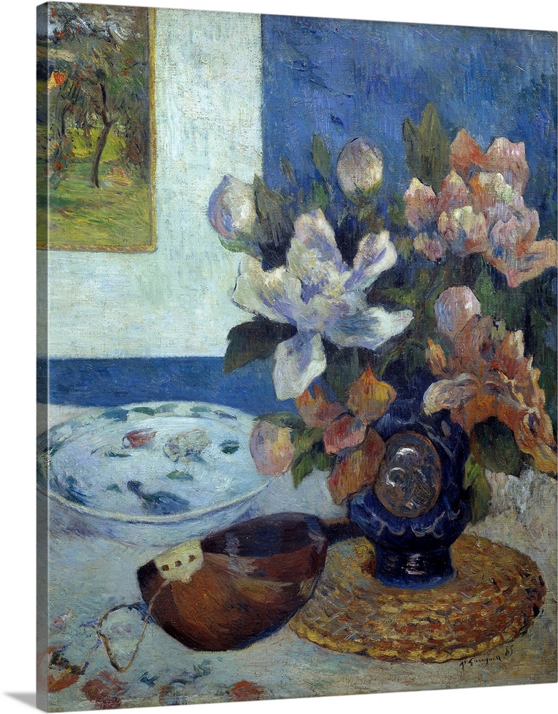 Still life with a mandolin. Painting by Paul Gauguin (1848-1903), 1885. Orsay Museum, Paris.