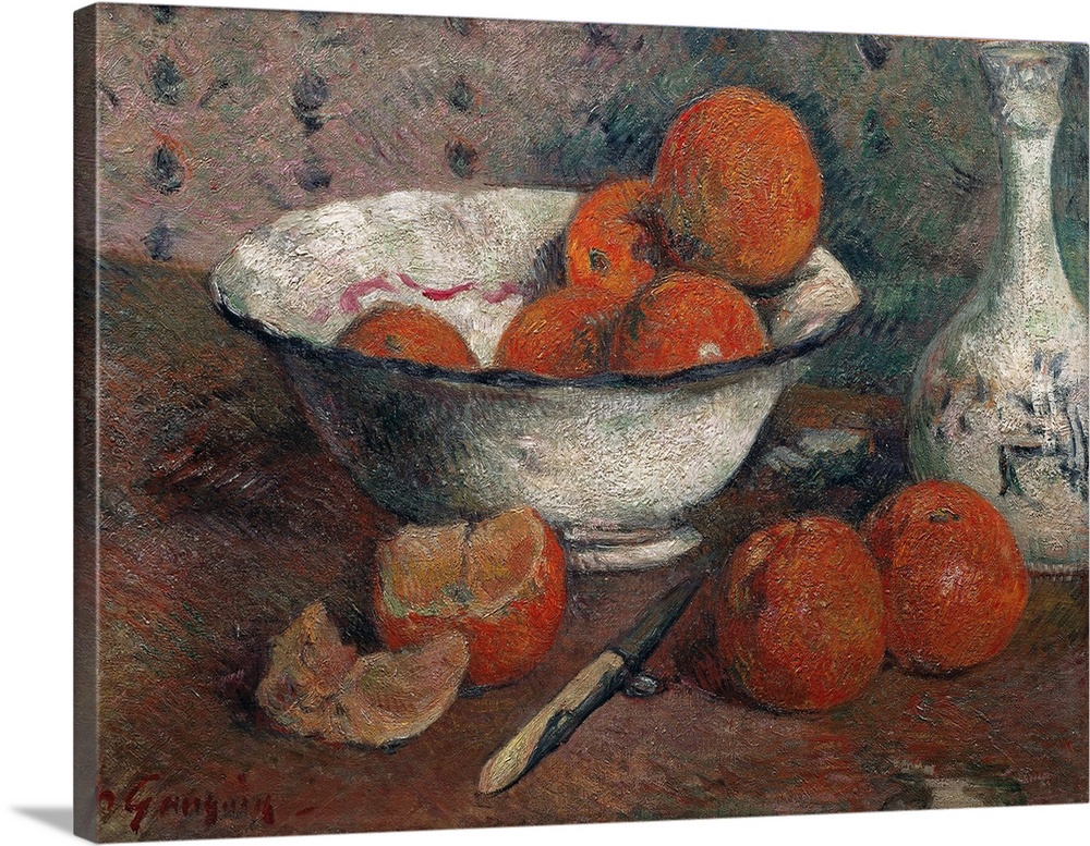 Still life with Oranges, 1881 (originally oil on canvas) by Paul Gauguin (1848-1903). Musee des Beaux-Arts, Rennes, France.