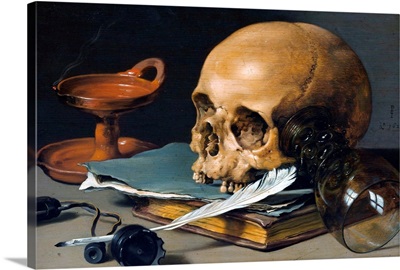 Still Life With Skull And Quill By Pieter Claesz