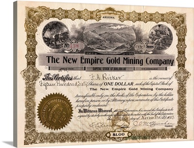 Stock Certificate for One Dollar