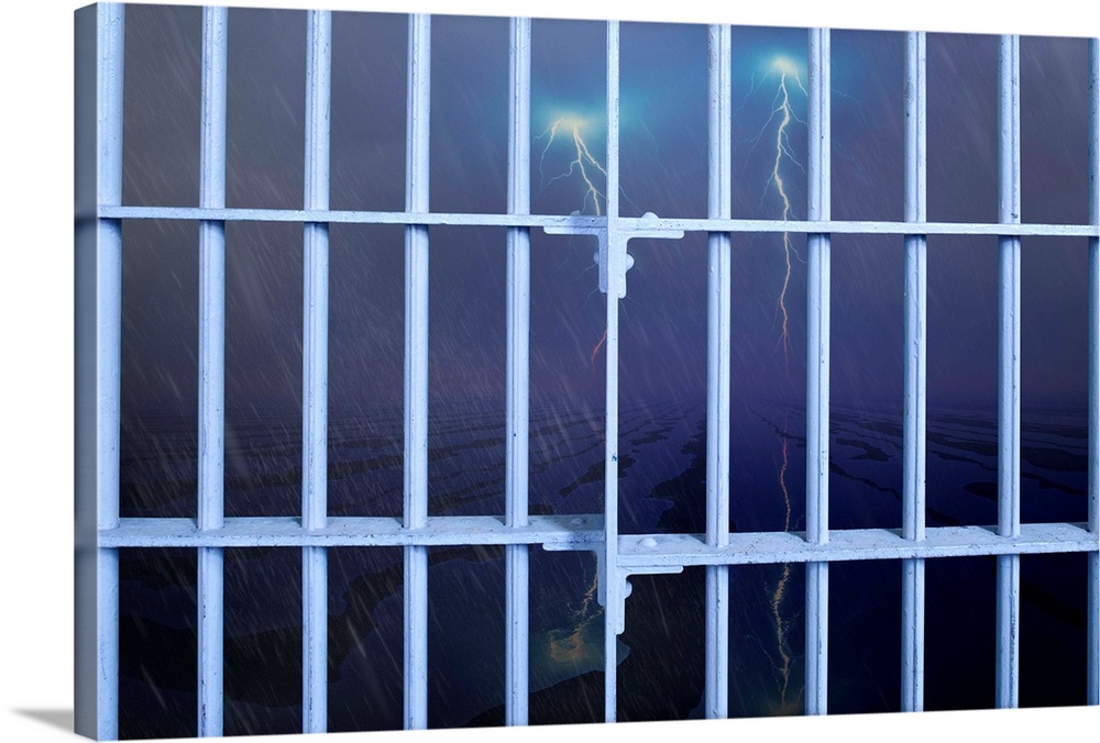 Storm outside prison bars