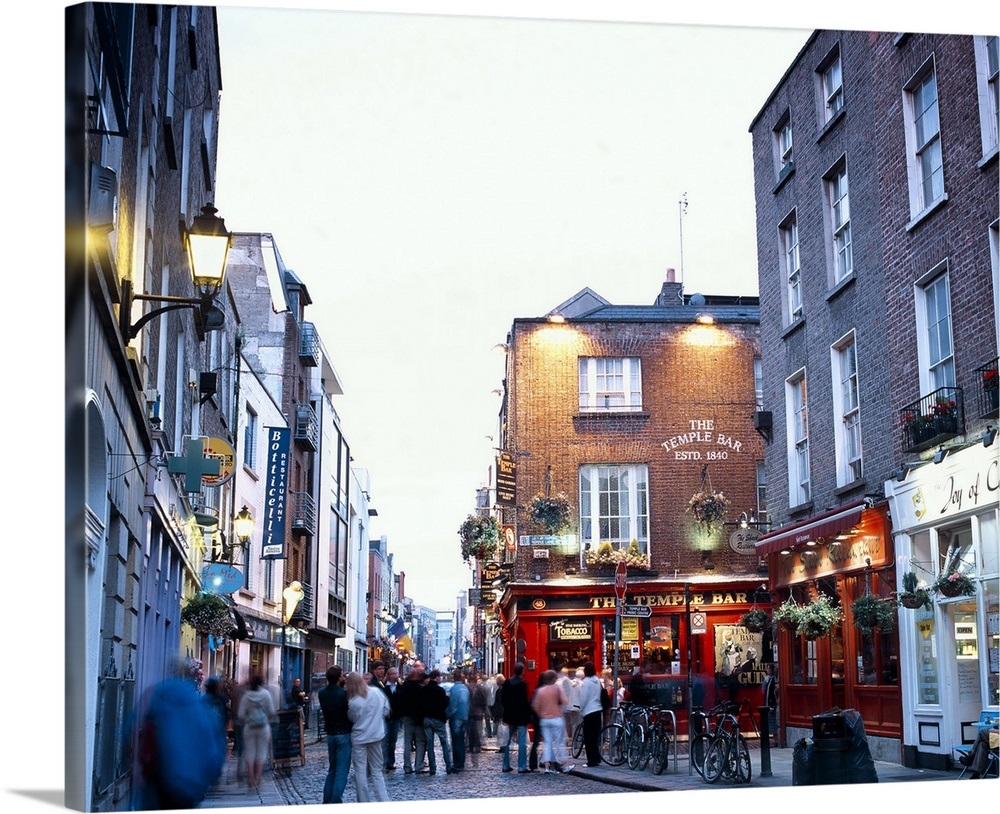 Street scene in temple bar, Dublin, Ireland Wall Art, Canvas Prints