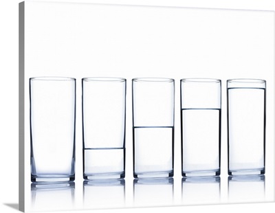 Studio shot of glasses of water in row