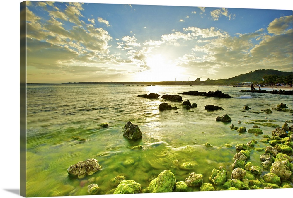 View of rocks and coral reefs in sunny afternoon, Nanwan, Pingtung, Taiwan.