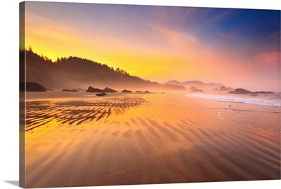 Sunrise Over Crescent Beach, Oregon Coast, Pacific Ocean, Pacific Northwest