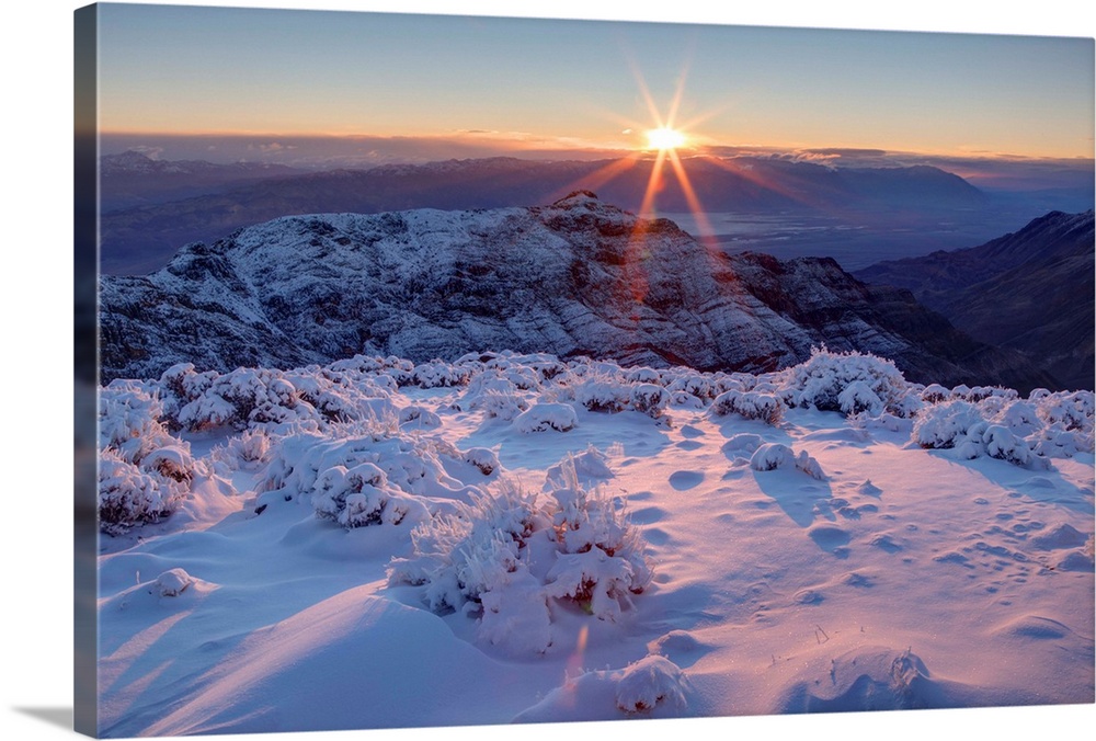 death valley, national park, scenery, landscape, sunrise, snow, winter