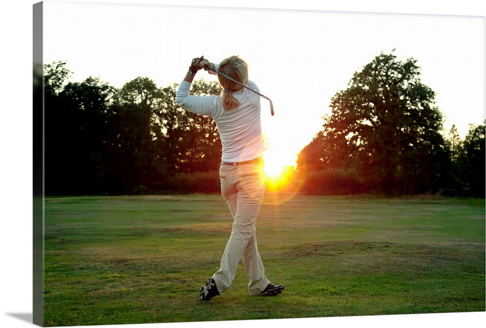 Sunset golf swing