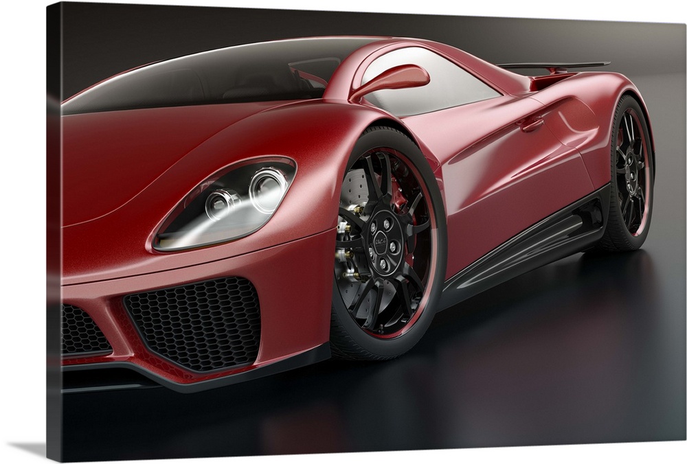 Close view of a modern red sports car. Unique generic car design.  Designed and modelled entirely by myself. Very high res...