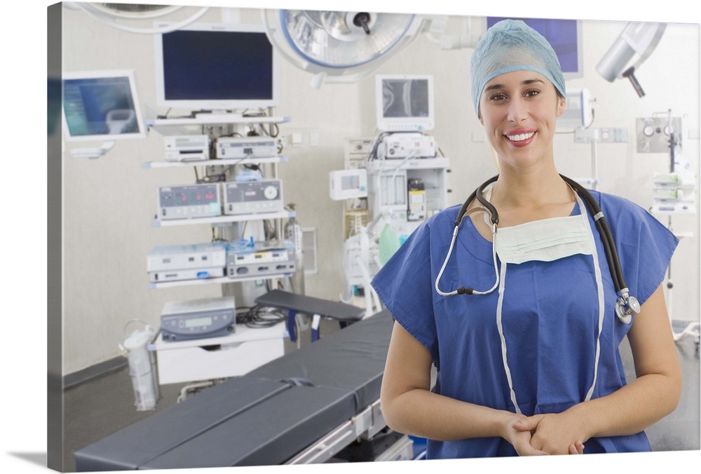 Mixed race surgeon in operating room