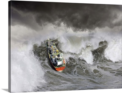 Tanker In Ocean Storm