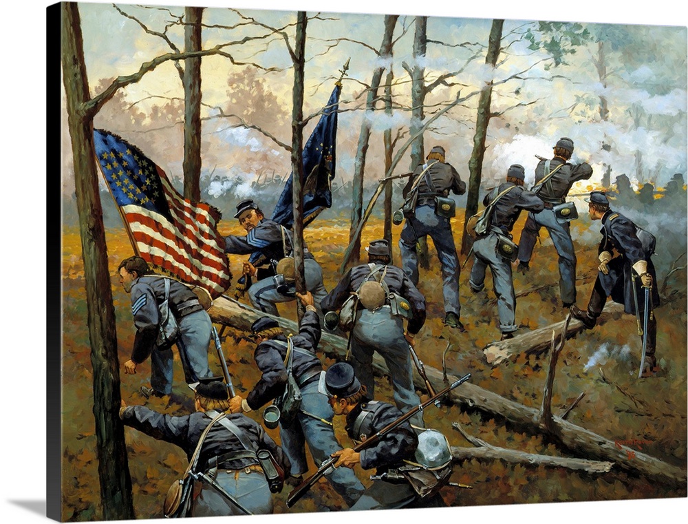 Plenty of Fighting Today: Union troops of the 9th Illinois at the Battle of Shiloh during the Civil War. The 9th Illinois ...