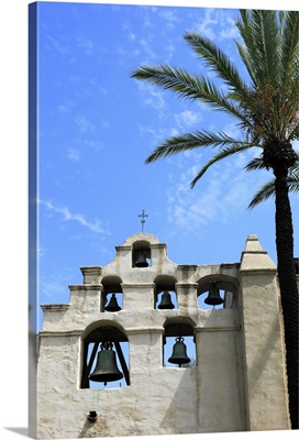 The bell wall of Mission San Gabriel Arcangel, California