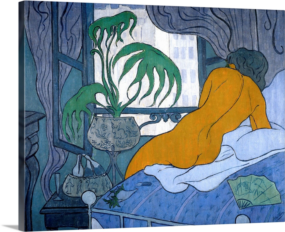 The blue room or Nude wih Fan Painting by Paul Ranson (1864-1909) 1891. 0,45 x 0,54 m Private Collection