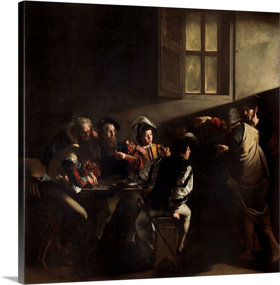 The calling of St. Matthew - Painting by Michelangelo Merisi, called Caravaggio (1571-1610), oil on canvas, 1599-1600 (322...