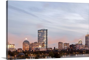 The city of Boston from Charles River at dusk, Massachusetts image thumbnail