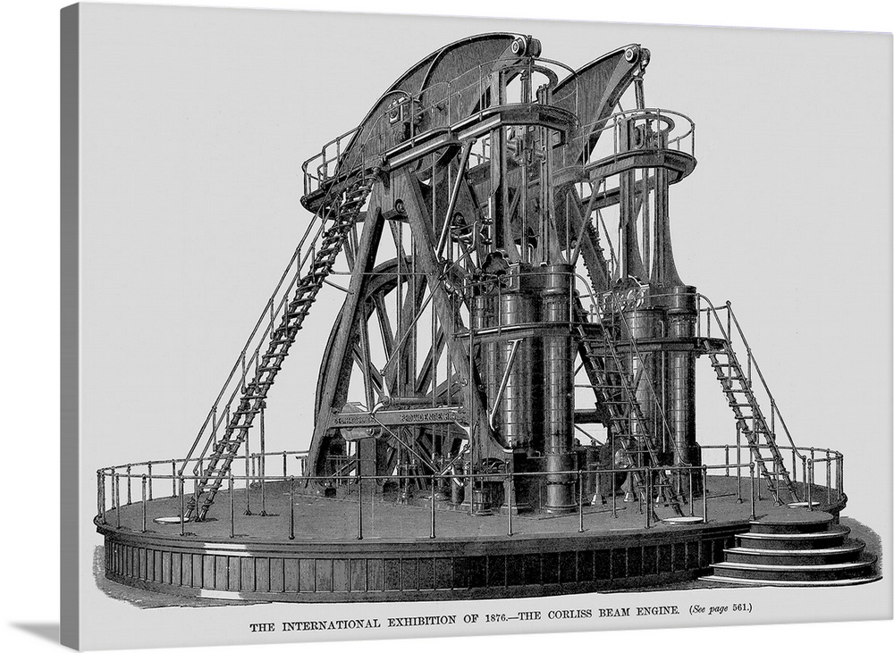 The Corliss Beam Engine on display at the International Exhibition of 1876 at Philadelphia, Pennsylvania. the engine can g...