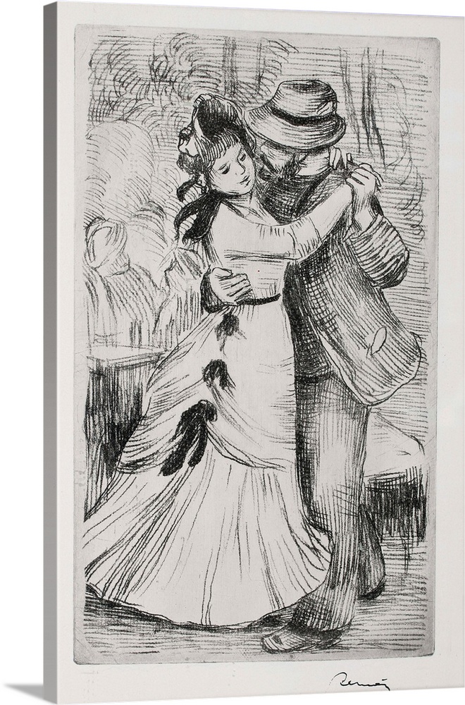 Pierre-Auguste Renoir, La danse a la campagne (The Dance in the Country), circa 1890. Etching on paper, 8 1/2 x 5 1/4 inch...